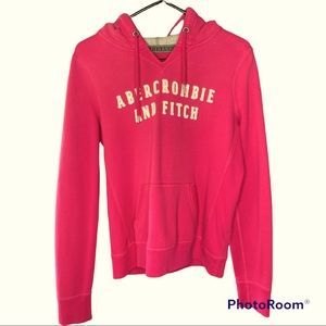 Abercrombie and Fitch Pink pull over hoodie size Large